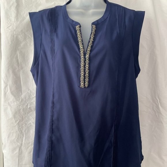 Nine West Sleeveless Beaded Lace Blouse NWT - Picture 1 of 7
